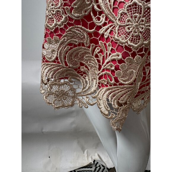 Eliza J Womens Sleeveless Lace Overlay Shift Dress Pink & Ivory Size 6 - Picture 3 of 16